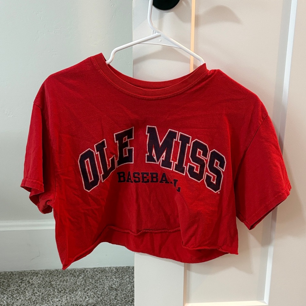 Red Ole Miss Baseball Crop Top